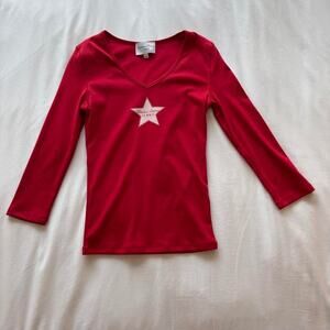 Frankies bikinis x jennie venus  cotton top red long sleeve top